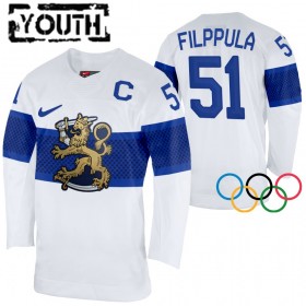 Camisola Finlândia Valtteri Filppula 51 2022 Winter Olympics Branco Authentic - Criança